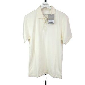 Everlane Men's Cotton Pique Polo Shirt, Cream, Collared, Good Earth Cotton, Sz M